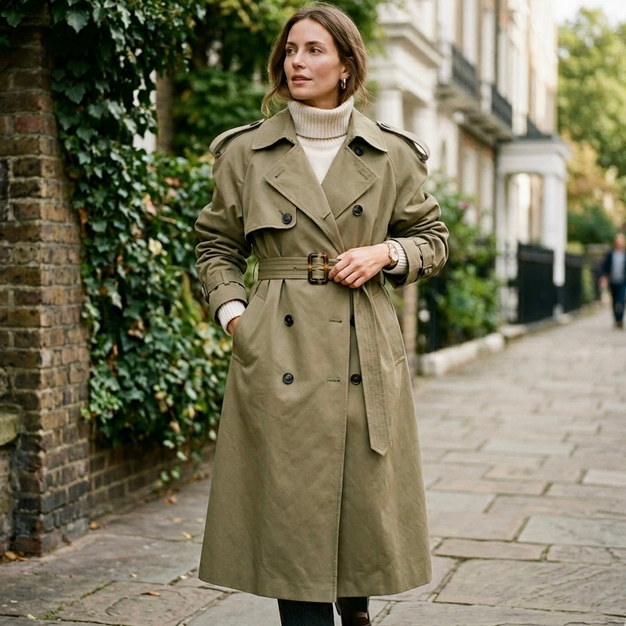 Oversized Khaki Trench Coat