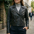 Cropped Leather Biker Jacket